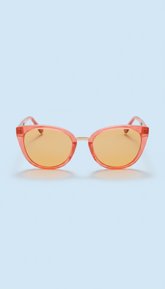 Cat-eye sunglasses with coral pop