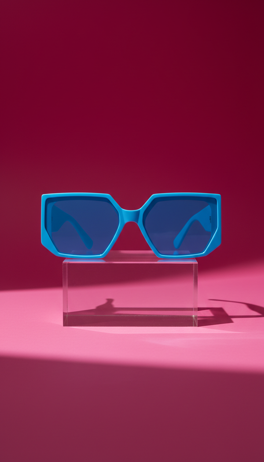 Oversized Pop Blue Geometric Sunglasses