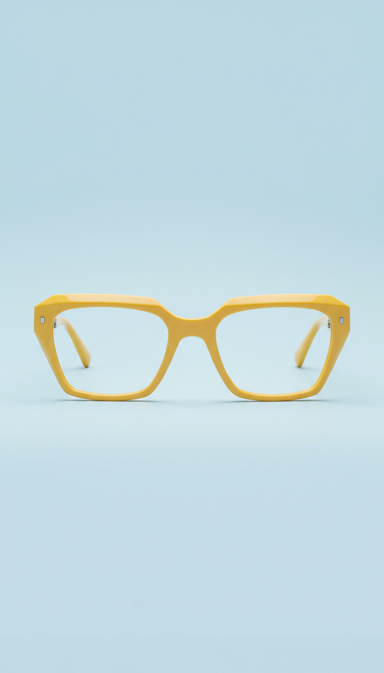 Geometric acetate frames in sunbeam yellow