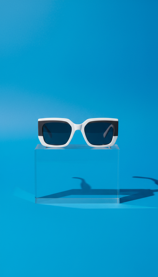 Charcoal-Accented White Statement Sunglasses