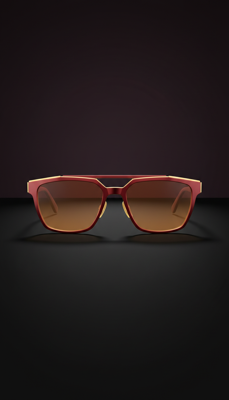 Angular metal frame sunglasses in cherry heat