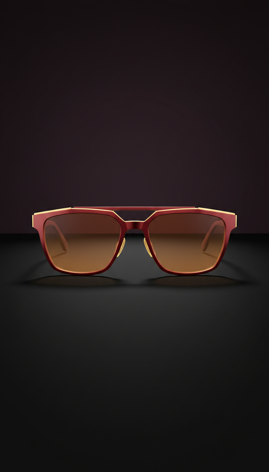 Angular metal frame sunglasses in cherry heat