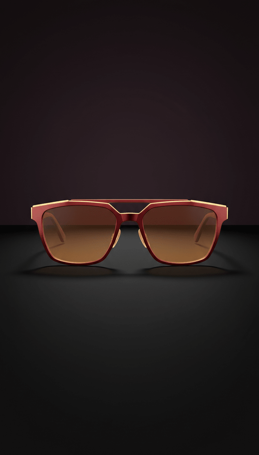 Angular metal frame sunglasses in cherry heat - Tha Shade