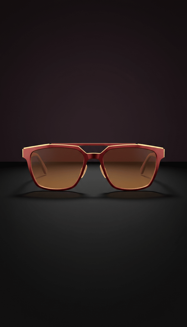 Angular metal frame sunglasses in cherry heat - Tha Shade