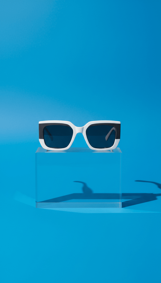 Charcoal-Accented White Statement Sunglasses - Tha Shade