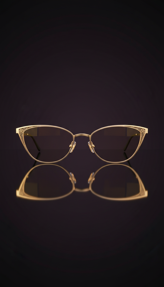 Cat-eye optical frames in nightlife gold