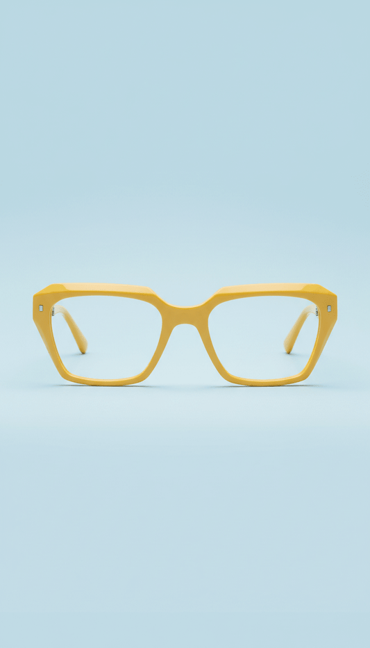 Geometric acetate frames in sunbeam yellow - Tha Shade