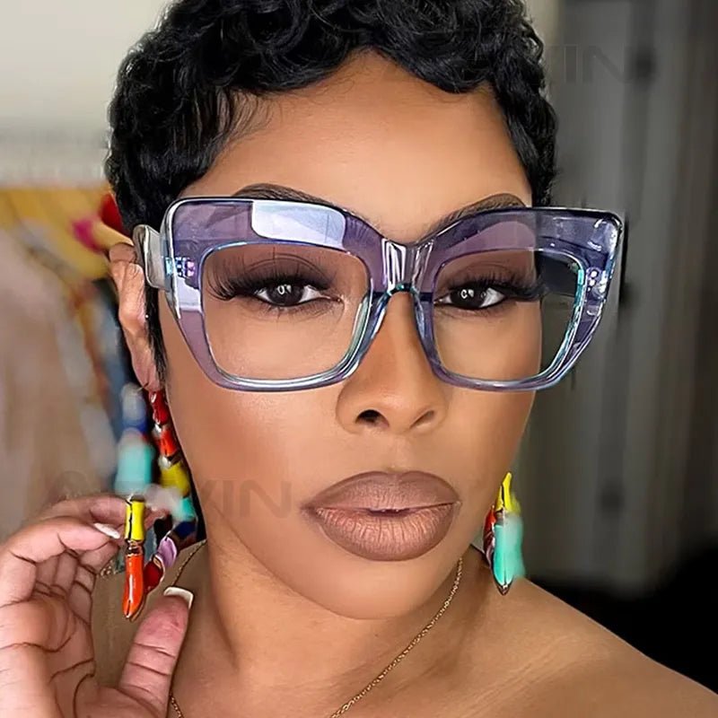 Aisha Big Square Eyeglasses - Tha Shade